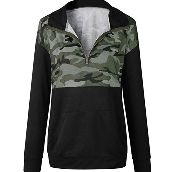Beautiful women high zipper camouflage sweatshirt - Picture 2 of 6